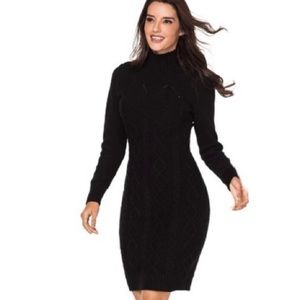 KIT & SKY CABLE-KNIT BLACK SWEATER DRESS SIZE XL